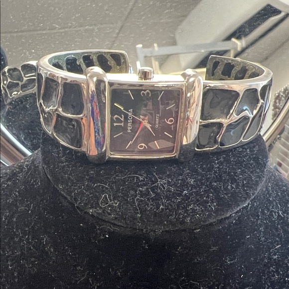 Vintage Persona Silver and Black Geometric Watch - Picture 1 of 4